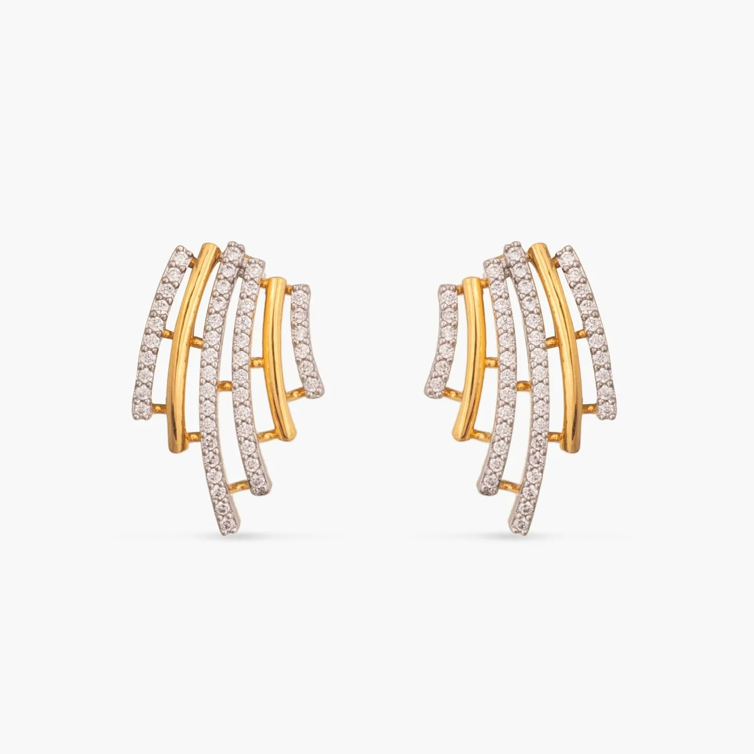 Flare CZ Delicate Statement Silver Stud Earrings