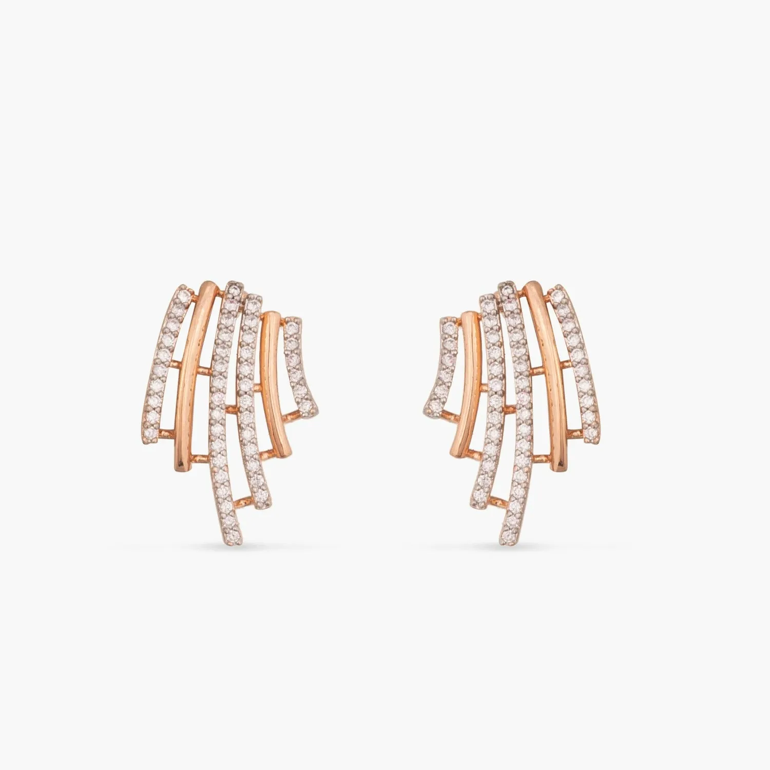Flare CZ Delicate Statement Silver Stud Earrings