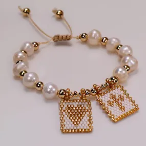 Fresh Water Pearl Bracelet with Miyuki Bead Charms