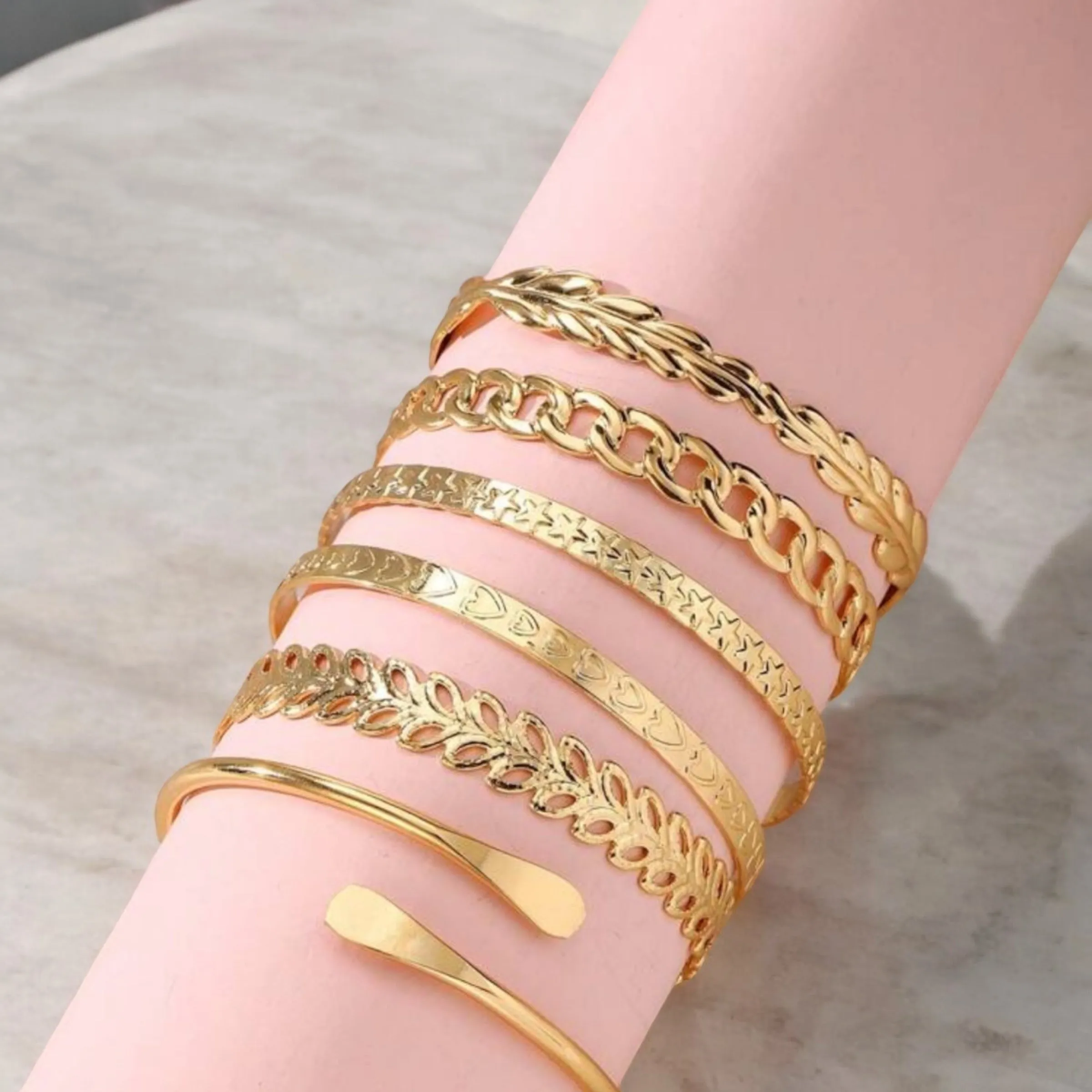 Gold Whimsy - Trendy Set of Hand Jewelry