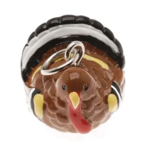 Hand Painted 3-D Thanksgiving Turkey Jewelry Charm Lightweight (1 Piece)