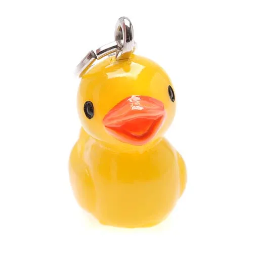 Hand Painted 3-D Yellow Rubber Ducky Charm 20mm Lightweight (1 Piece)