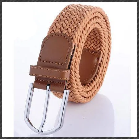 High quality stretch women canvas belts for men elastic belt pin buckle Universal trouser pockets 20 colors