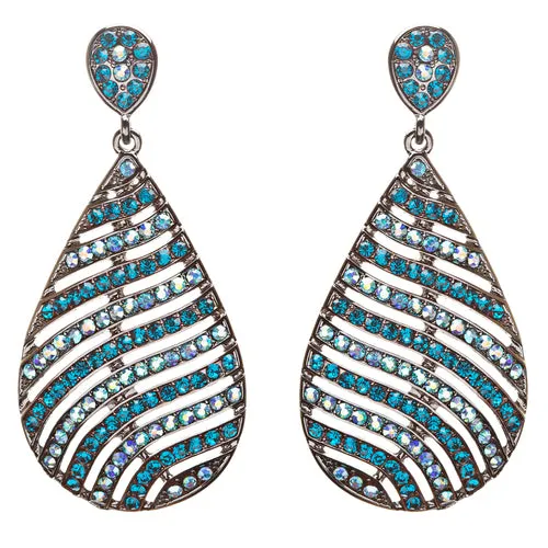 Modern Fashion Crystal Rhinestone Stunning Leaf Design Dangle Earrings E729 Blue