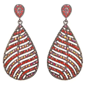 Modern Fashion Crystal Rhinestone Stunning Leaf Design Dangle Earrings E729 Red