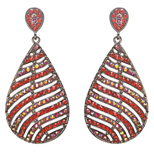 Modern Fashion Crystal Rhinestone Stunning Leaf Design Dangle Earrings E729 Red