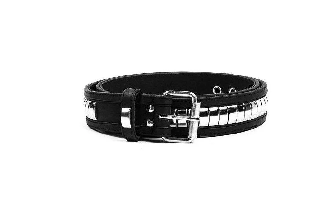 Nu Metal Silver Studded Leather Punk Rocker Belt