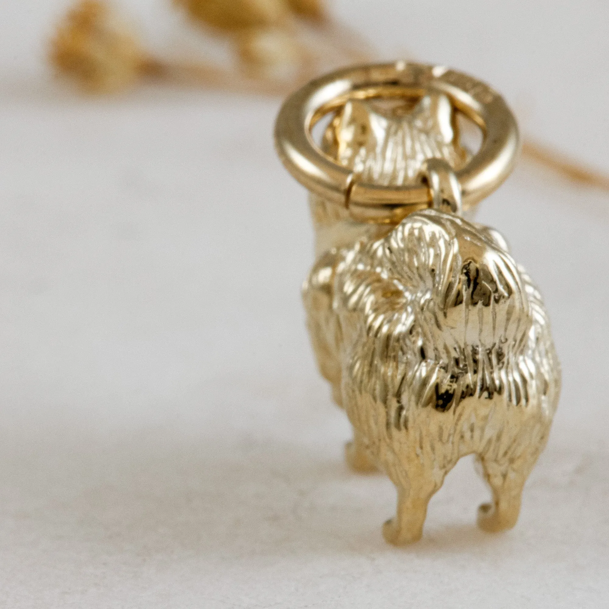 Pomeranian Solid Gold Dog Charm