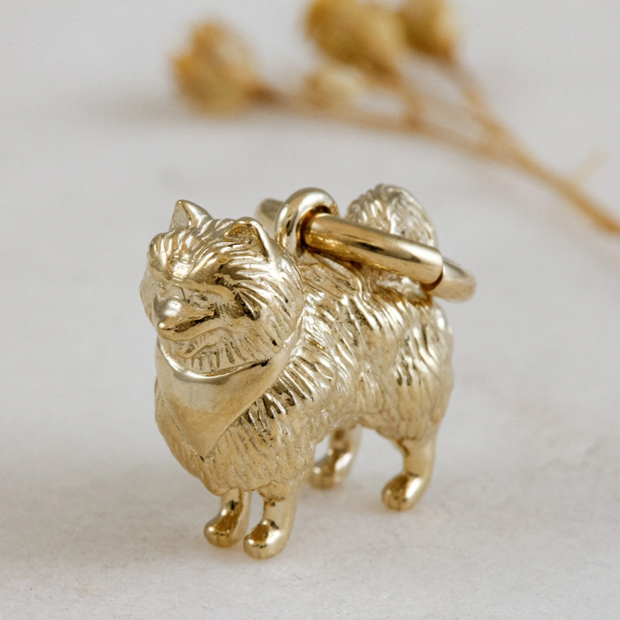 Pomeranian Solid Gold Dog Charm