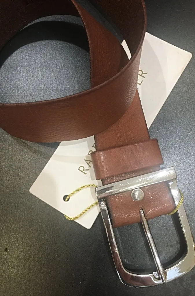 Rabens Saloner Amira Leather Belt in Dark Brown and Cognac
