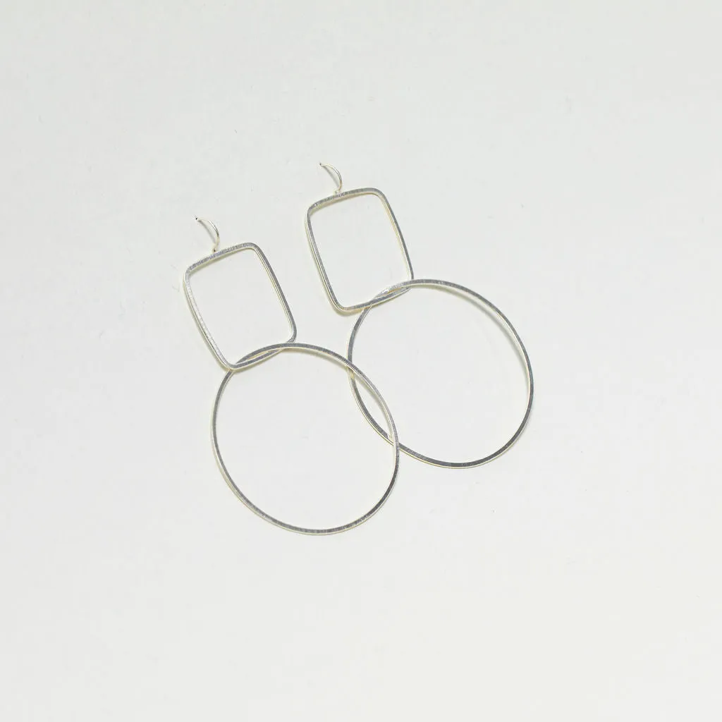 Square and circle drop earring