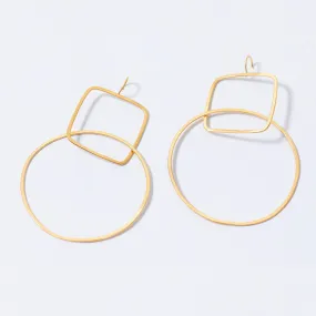 Square and circle drop earring