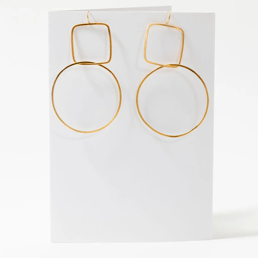 Square and circle drop earring