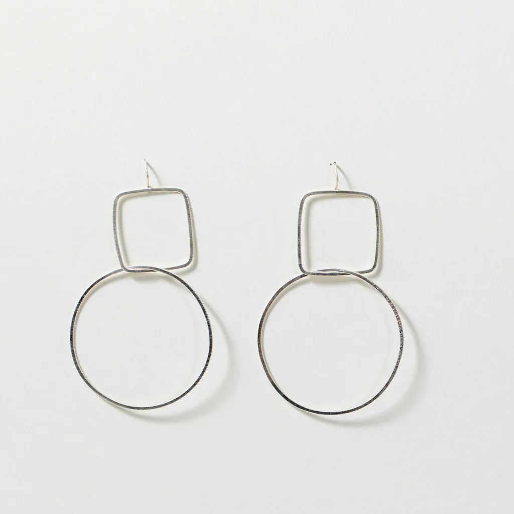 Square and circle drop earring