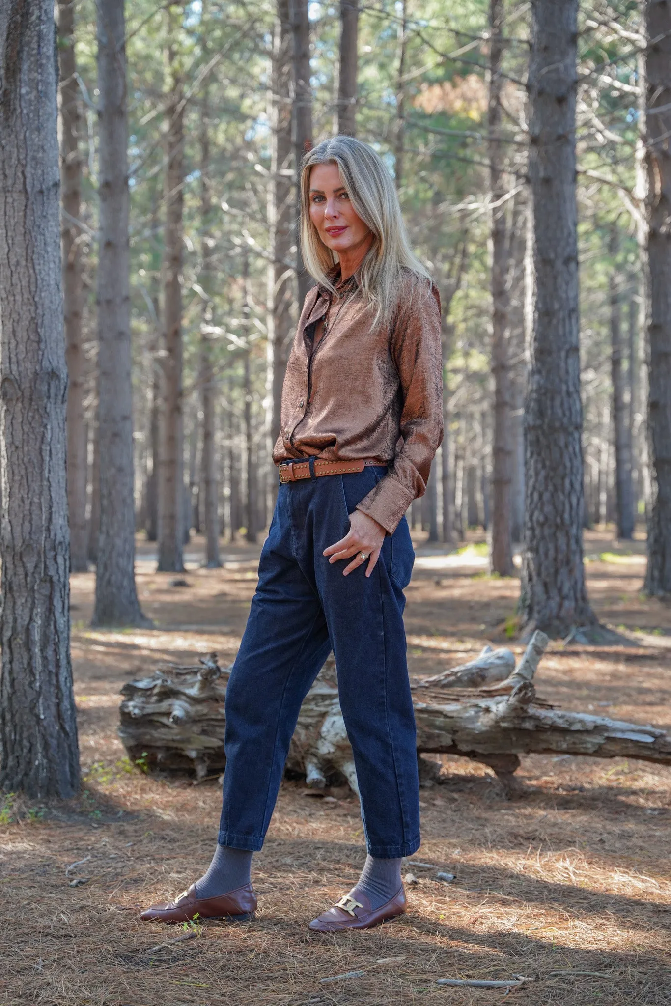 Tan Brass Studded Belt